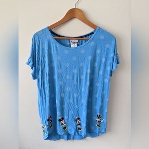 Disney Minnie Mouse T-shirt Size (M) Blue Polka Dot